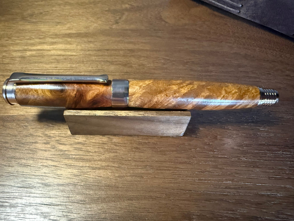 Handcrafted Red Amboyna Burl Fountain Pen