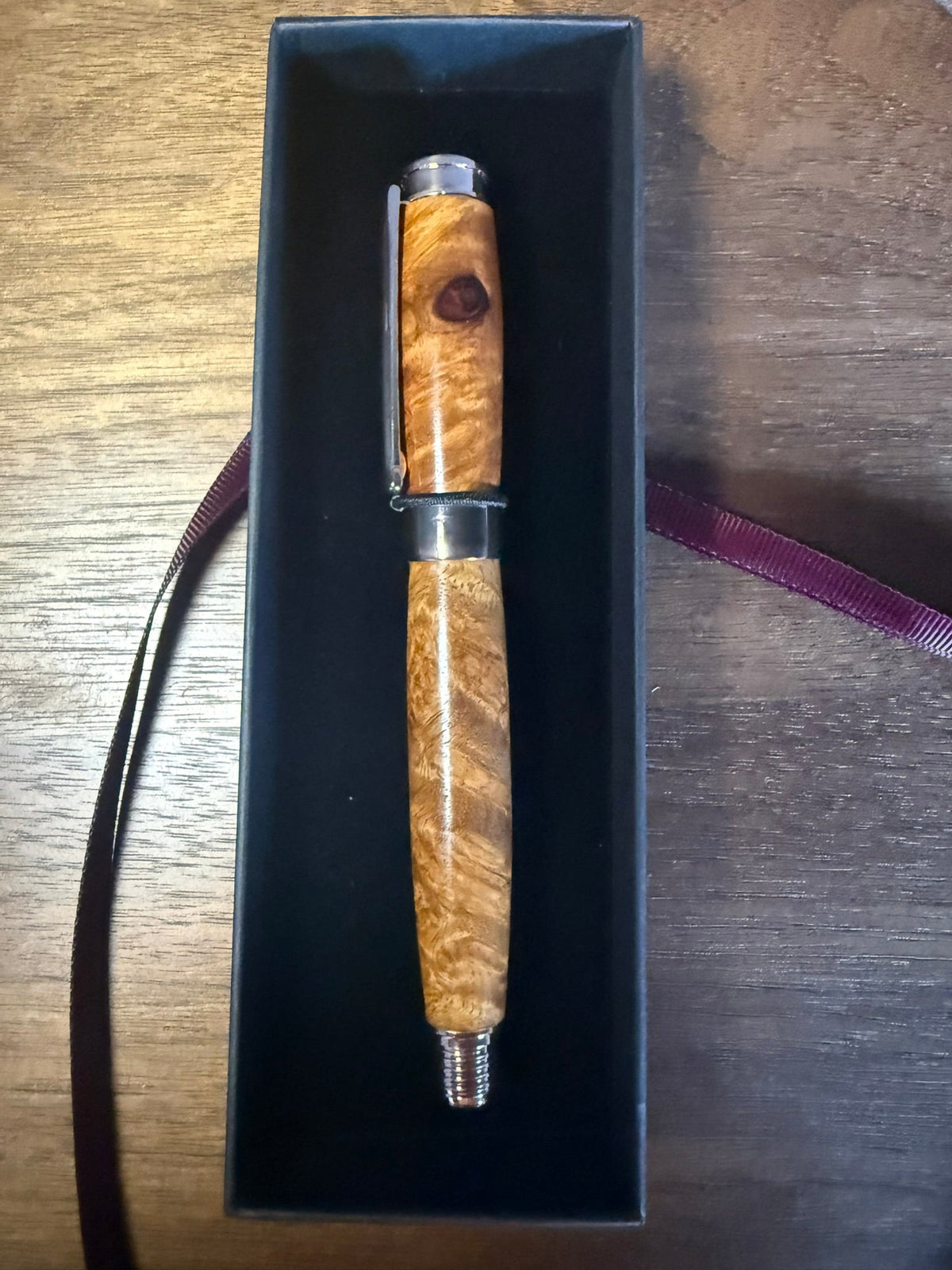 Handcrafted Red Amboyna Burl Fountain Pen