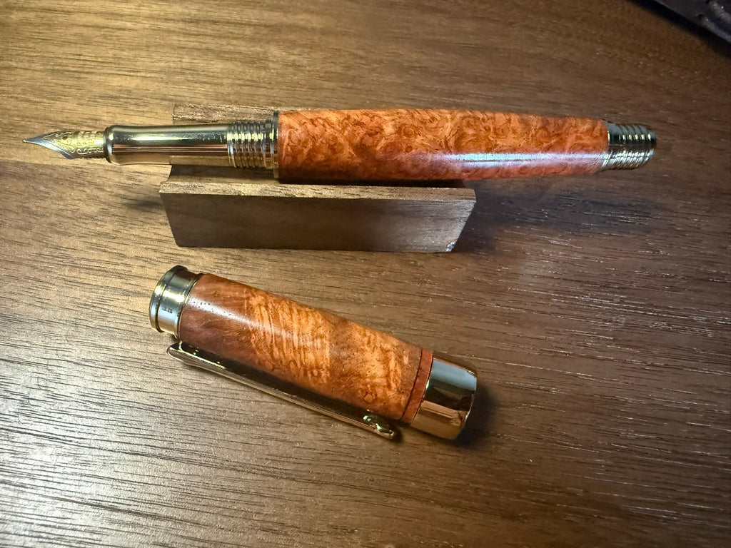 Handcrafted Red Amboyna Burl and Sapele Fountain Pen
