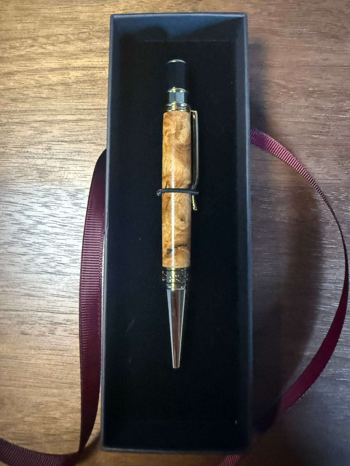 Handcrafted Amboyna Burl Ballpoint Pen