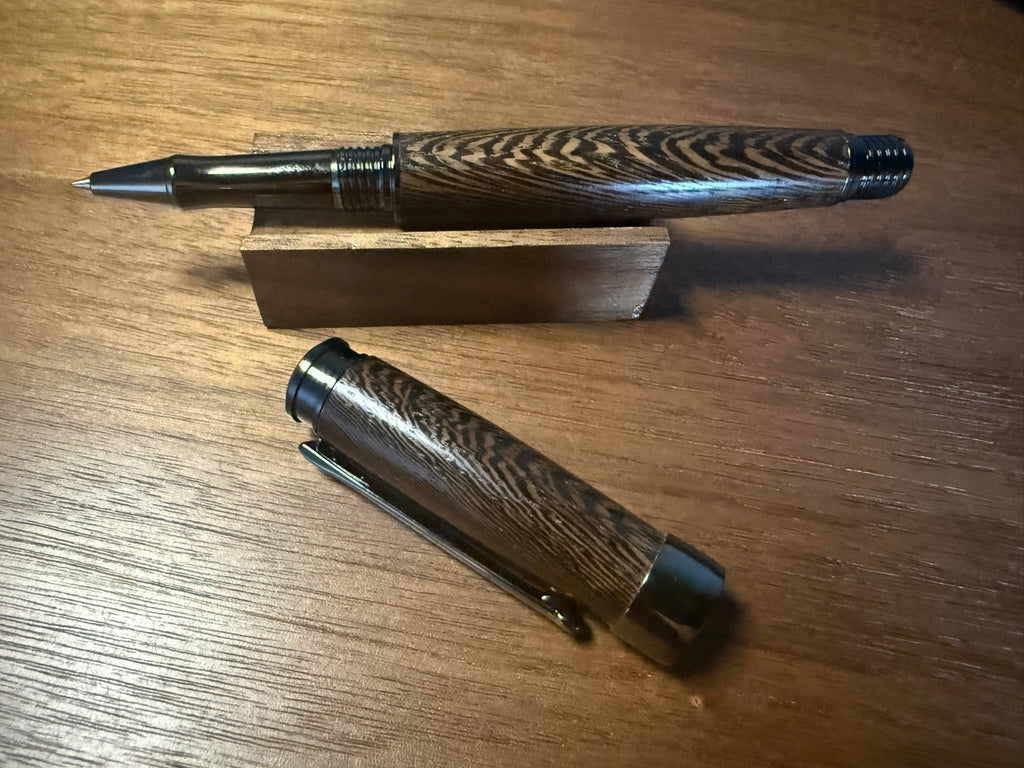 Handmade Wenge Rollerball Pen — Gunmetal