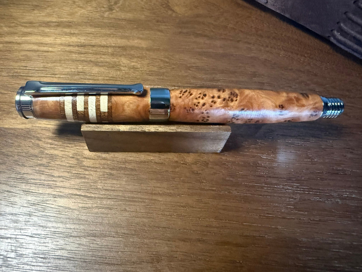 Handcrafted Thuya Burl Segmented Fountain Pen