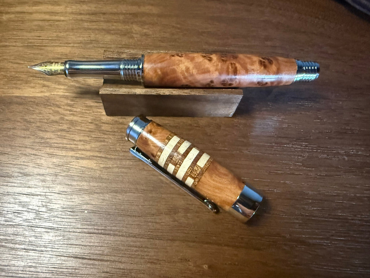 Handcrafted Thuya Burl Segmented Fountain Pen